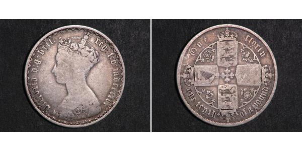 1 Флорин Соединённое королевство Великобритании и Ирландии (1801-1922) Серебро Виктория (1819 - 1901)