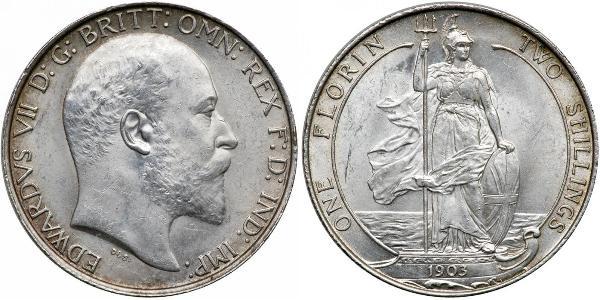 1 Флорін Сполучене королівство Великобританії та Ірландії (1801-1922) Срібло Едвард VII (1841-1910)