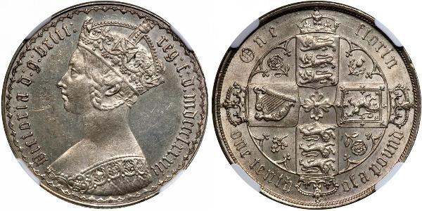1 Флорін Сполучене королівство Великобританії та Ірландії (1801-1922) Срібло Вікторія (1819 - 1901)
