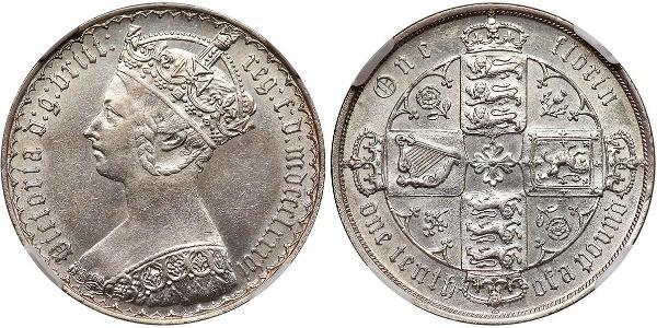 1 Флорін Сполучене королівство Великобританії та Ірландії (1801-1922) Срібло Вікторія (1819 - 1901)