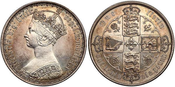 1 Флорін Сполучене королівство Великобританії та Ірландії (1801-1922) Срібло Вікторія (1819 - 1901)
