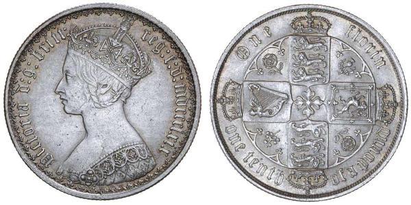 1 Флорін Сполучене королівство Великобританії та Ірландії (1801-1922) Срібло Вікторія (1819 - 1901)