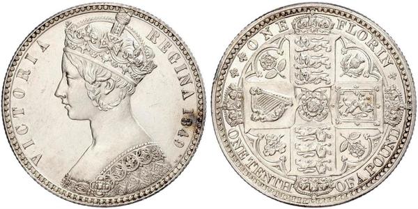 1 Флорін Сполучене королівство Великобританії та Ірландії (1801-1922) Срібло Вікторія (1819 - 1901)