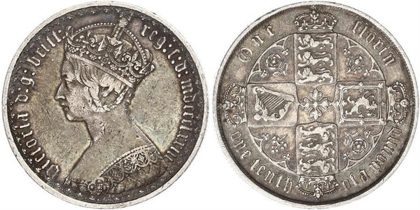 1 Флорін Сполучене королівство Великобританії та Ірландії (1801-1922) Срібло Вікторія (1819 - 1901)