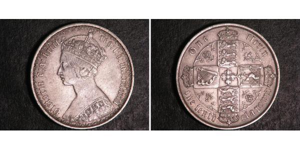 1 Флорін Сполучене королівство Великобританії та Ірландії (1801-1922) Срібло Вікторія (1819 - 1901)
