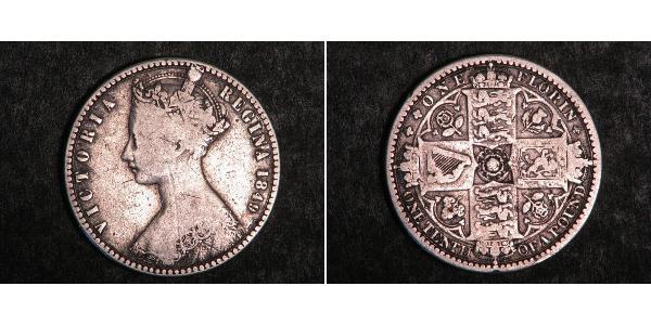 1 Флорін Сполучене королівство Великобританії та Ірландії (1801-1922) Срібло Вікторія (1819 - 1901)