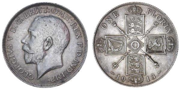 1 Флорін Сполучене королівство Великобританії та Ірландії (1801-1922) Срібло Георг V (1865-1936)