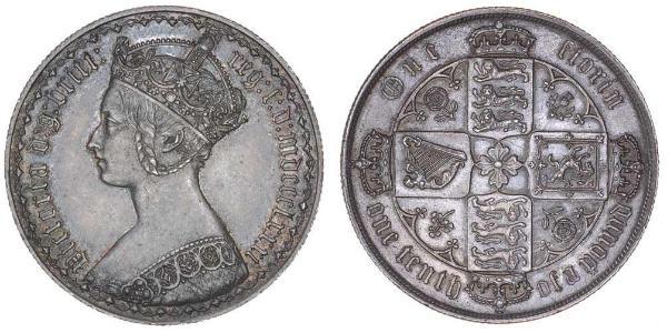 1 Флорін Сполучене королівство Великобританії та Ірландії (1801-1922) Срібло Вікторія (1819 - 1901)