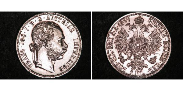 1 Флорін / 1 Гульден Австро-Угорщина (1867-1918) Срібло Франц Иосиф I (1830 - 1916)