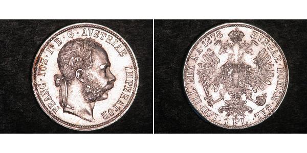 1 Флорін / 1 Гульден Австро-Угорщина (1867-1918) Срібло Франц Иосиф I (1830 - 1916)
