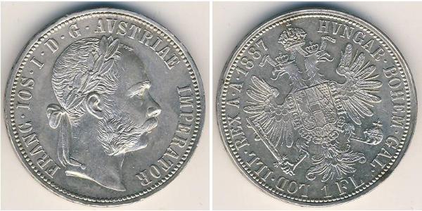 1 Флорін / 1 Гульден Австро-Угорщина (1867-1918) Срібло Франц Иосиф I (1830 - 1916)