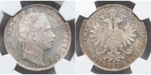 1 Флорін / 1 Гульден Австрійська імперія (1804-1867) Срібло Франц Иосиф I (1830 - 1916)