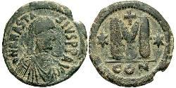 1 Фоллис Византийская империя (330-1453) Бронза Анастасий I (430-518)
