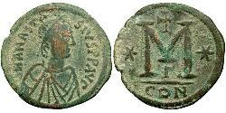 1 Фоллис Византийская империя (330-1453) Бронза Анастасий I (430-518)
