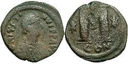 1 Фоллис Византийская империя (330-1453) Бронза Юстин I (450-527)