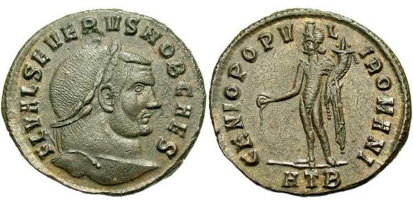 1 Фоллис Западная Римская империя (285-476) Бронза Severus II (?- 307)