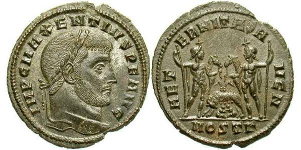 1 Фоллис Западная Римская империя (285-476) Бронза Максенций (278-312)
