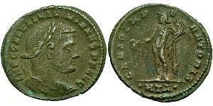 1 Фоллис Римская империя (27BC-395) Бронза Галерий Максимиан (260-311)