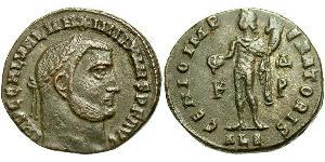 1 Фоллис Римская империя (27BC-395) Бронза Галерий Максимиан (260-311)