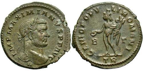 1 Фоллис Римская империя (27BC-395) Бронза Максимиан (250-310)
