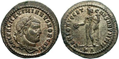 1 Фоллис Римская империя (27BC-395) Бронза Галерий Максимиан (260-311)
