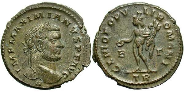 1 Фоллис Римская империя (27BC-395) Бронза Максимиан (250-310)