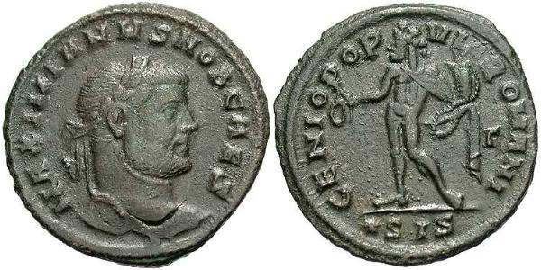 1 Фоллис Римская империя (27BC-395) Бронза Галерий Максимиан (260-311)