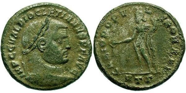 1 Фоллис Римская империя (27BC-395) Бронза Диоклетиан (244-311)