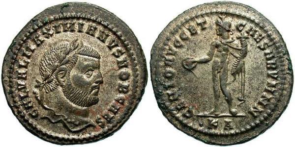 1 Фоллис Римская империя (27BC-395) Бронза Галерий Максимиан (260-311)