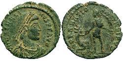 1 Фоллис / 1 AE2 Западная Римская империя (285-476) Бронза Магн Максим (335-388)