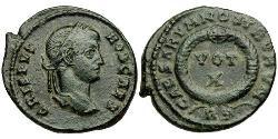 1 Фоллис / 1 AE3 Римская империя (27BC-395) Бронза Крисп (305 - 326)