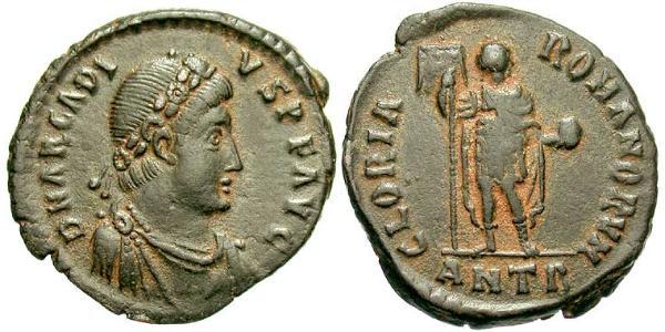 1 Фоллис /  AE2 Византийская империя (330-1453) Бронза Аркадий (377-408)