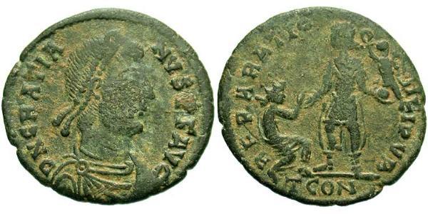 1 Фоллис /  AE2 Западная Римская империя (285-476) Бронза Грациан  (359-383)