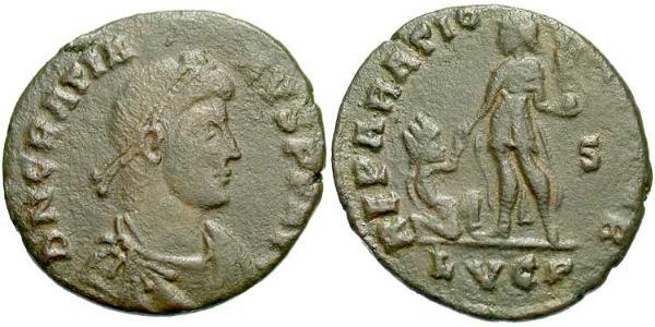 1 Фоллис /  AE2 Западная Римская империя (285-476) Бронза Грациан  (359-383)