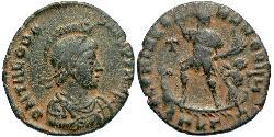 1 Фоллис /  AE2 Римская империя (27BC-395) Бронза Феодосий I (347-395)