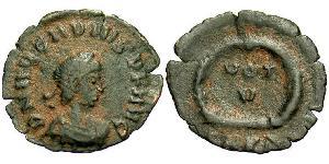 1 Фоллис /  AE4 Византийская империя (330-1453) Бронза Аркадий (377-408)