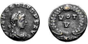 1 Фоллис /  AE4 Византийская империя (330-1453) Бронза Аркадий (377-408)