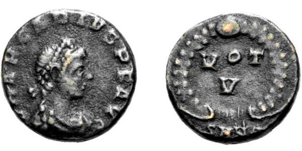 1 Фоллис /  AE4 Византийская империя (330-1453) Бронза Аркадий (377-408)