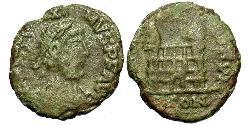 1 Фоллис /  AE4 Западная Римская империя (285-476) Бронза Магн Максим (335-388)