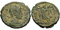 1 Фоллис /  AE4 Римская империя (27BC-395) Бронза Феодосий I (347-395)