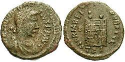 1 Фоллис /  AE4 Римская империя (27BC-395) Бронза Феодосий I (347-395)