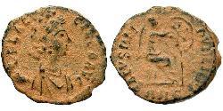 1 Фоллис /  AE4 Римская империя (27BC-395) Бронза Элия Флацилла (?-385)