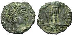 1 Фоллис /  AE4 Римская империя (27BC-395) Бронза Констанций II (317 - 361)