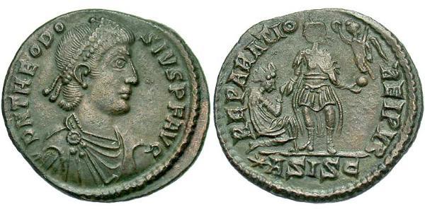 1 Фолліс /  AE2 Римська імперія (27BC-395) Бронза Феодосій I (347-395)