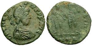 1 Фолліс /  AE4 Візантійська імперія (330-1453) Бронза Феодосій II (401-450)