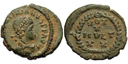 1 Фолліс /  AE4 Римська імперія (27BC-395) Бронза Валентиніан II (371-392)