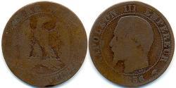 1 Франк Second French Empire (1852-1870)  Наполеон ІІІ Бонапарт (1808-1873)