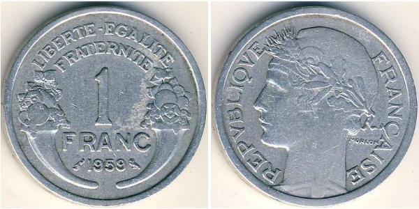 1 Франк Пятая французская республика (1958 - ) Алюминий 