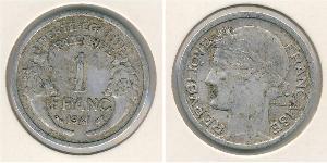 1 Франк Французское государство режима Виши (1940-1944) Алюминий 