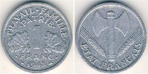 1 Франк Французское государство режима Виши (1940-1944) Алюминий 
